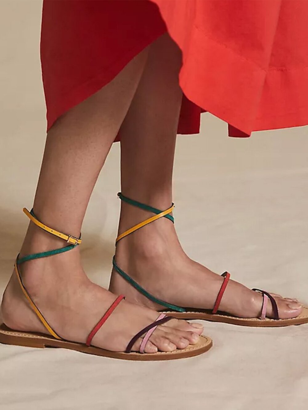 AMANU The Constantia Multicolor Leather Strappy Sandals Size 9